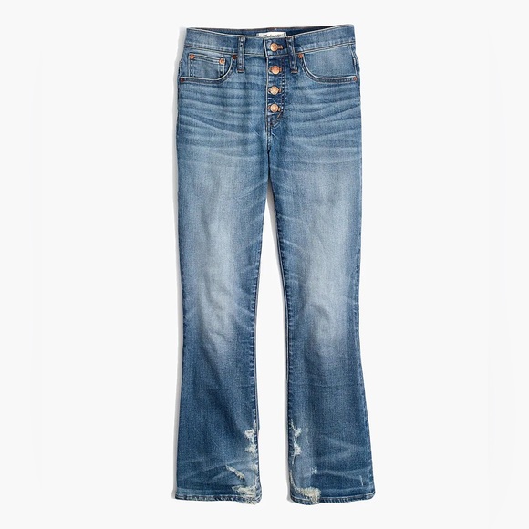 Madewell Cali Demi Boot Jeans - Bess Wash - Raw Hem - Picture 2 of 13